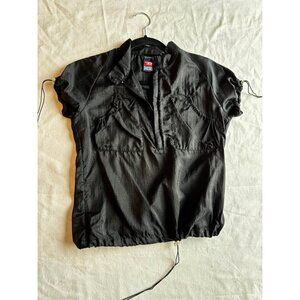 Diesel Y2K Nylon Windbreaker Puff Sleeve Half Zip Top - M